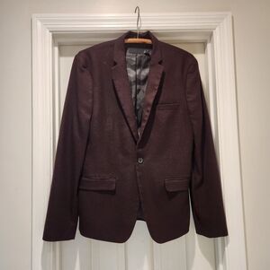 ASOS Men’s Burgundy Blazer Size 40 – Slim Fit Modern Formal Jacket